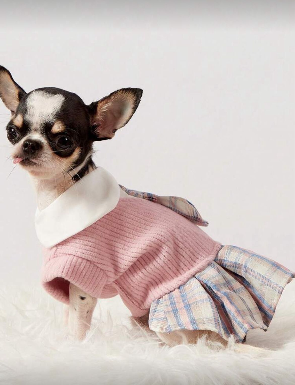 Rochie roz cu blană