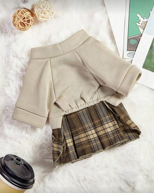 Rochiță SuperDog bej în carouri