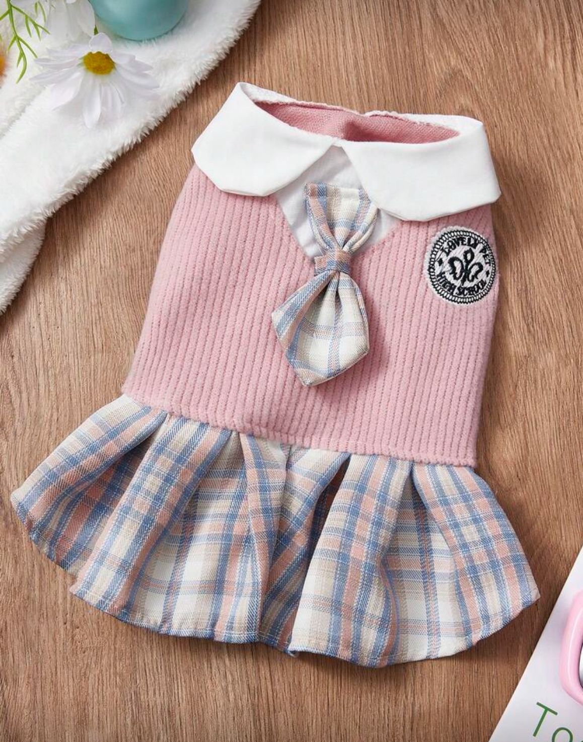 Rochie roz cu blană