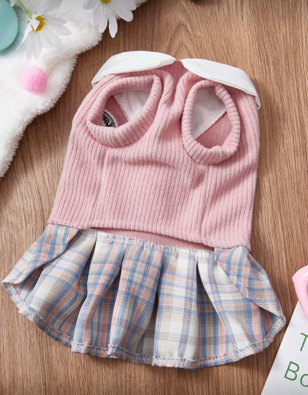 Rochie roz cu blană